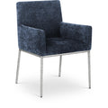  Color_Navy/ Silver -- Reeves Navy Chenille Fabric Upholstered Dining Arm Chair IMAGE 1