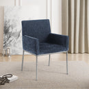  Color_Navy/ Silver -- Reeves Navy Chenille Fabric Upholstered Dining Arm Chair IMAGE 2
