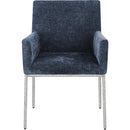  Color_Navy/ Silver -- Reeves Navy Chenille Fabric Upholstered Dining Arm Chair IMAGE 3