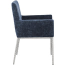  Color_Navy/ Silver -- Reeves Navy Chenille Fabric Upholstered Dining Arm Chair IMAGE 4