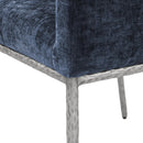  Color_Navy/ Silver -- Reeves Navy Chenille Fabric Upholstered Dining Arm Chair IMAGE 7
