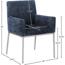  Color_Navy/ Silver -- Reeves Navy Chenille Fabric Upholstered Dining Arm Chair IMAGE 8