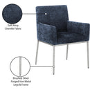  Color_Navy/ Silver -- Reeves Navy Chenille Fabric Upholstered Dining Arm Chair IMAGE 9