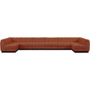 Meridian Quinn Cognac Chenille Fabric Modular Sectional IMAGE 4