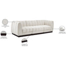  Manufacturer Color_Cream -- Quinn 101" Cream Chenille Fabric Upholstered 3 pc Modular Sofa IMAGE 11