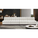  Manufacturer Color_Cream -- Quinn 128" Cream Chenille Fabric Upholstered 4 pc Armless Modular Sofa IMAGE 2