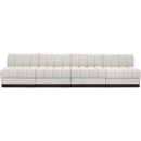  Manufacturer Color_Cream -- Quinn 128" Cream Chenille Fabric Upholstered 4 pc Armless Modular Sofa IMAGE 4