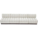  Manufacturer Color_Cream -- Quinn 128" Cream Chenille Fabric Upholstered 4 pc Armless Modular Sofa IMAGE 5