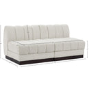  Manufacturer Color_Cream -- Quinn 64" Cream Chenille Fabric Upholstered 2 pc Armless Modular Loveseat IMAGE 10