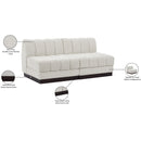  Manufacturer Color_Cream -- Quinn 64" Cream Chenille Fabric Upholstered 2 pc Armless Modular Loveseat IMAGE 11