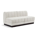  Manufacturer Color_Cream -- Quinn 64" Cream Chenille Fabric Upholstered 2 pc Armless Modular Loveseat IMAGE 1