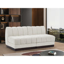  Manufacturer Color_Cream -- Quinn 64" Cream Chenille Fabric Upholstered 2 pc Armless Modular Loveseat IMAGE 2