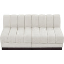  Manufacturer Color_Cream -- Quinn 64" Cream Chenille Fabric Upholstered 2 pc Armless Modular Loveseat IMAGE 5