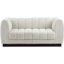  Manufacturer Color_Cream -- Quinn 69" Cream Chenille Fabric Upholstered 2 pc Modular Loveseat IMAGE 4