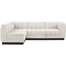  Manufacturer Color_Cream -- Quinn 101" Cream Chenille Fabric Upholstered 4 pc Modular Sectional IMAGE 4