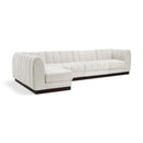  Manufacturer Color_Cream -- Quinn 133" Cream Chenille Fabric Upholstered 5 pc Modular Sectional IMAGE 1