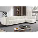  Manufacturer Color_Cream -- Quinn 133" Cream Chenille Fabric Upholstered 5 pc Modular Sectional IMAGE 2