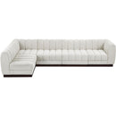  Manufacturer Color_Cream -- Quinn 133" Cream Chenille Fabric Upholstered 5 pc Modular Sectional IMAGE 5
