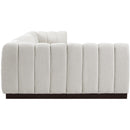  Manufacturer Color_Cream -- Quinn 133" Cream Chenille Fabric Upholstered 5 pc Modular Sectional IMAGE 7
