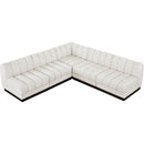  Manufacturer Color_Cream -- Quinn 98" Cream Chenille Fabric Upholstered 5 pc Modular Sectional IMAGE 5