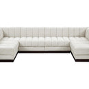  Manufacturer Color_Cream -- Quinn 133" Cream Chenille Fabric Upholstered 6 pc Modular Sectional IMAGE 11