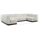  Manufacturer Color_Cream -- Quinn 133" Cream Chenille Fabric Upholstered 6 pc Modular Sectional IMAGE 19