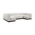  Manufacturer Color_Cream -- Quinn 133" Cream Chenille Fabric Upholstered 6 pc Modular Sectional IMAGE 1