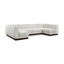 Meridian Quinn Cream Chenille Fabric Modular Sectional IMAGE 1