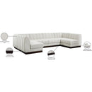  Manufacturer Color_Cream -- Quinn 133" Cream Chenille Fabric Upholstered 6 pc Modular Sectional IMAGE 20
