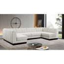 Manufacturer Color_Cream -- Quinn 133" Cream Chenille Fabric Upholstered 6 pc Modular Sectional IMAGE 2