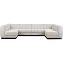  Manufacturer Color_Cream -- Quinn 133" Cream Chenille Fabric Upholstered 6 pc Modular Sectional IMAGE 4