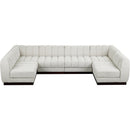  Manufacturer Color_Cream -- Quinn 133" Cream Chenille Fabric Upholstered 6 pc Modular Sectional IMAGE 5