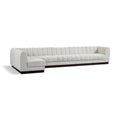  Manufacturer Color_Cream -- Quinn 165" Cream Chenille Fabric Upholstered 6 pc Modular Sectional IMAGE 1