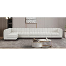  Manufacturer Color_Cream -- Quinn 165" Cream Chenille Fabric Upholstered 6 pc Modular Sectional IMAGE 2