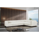  Manufacturer Color_Cream -- Quinn 133" Cream Chenille Fabric Upholstered 6 pc Modular Sectional IMAGE 2