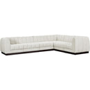  Manufacturer Color_Cream -- Quinn 133" Cream Chenille Fabric Upholstered 6 pc Modular Sectional IMAGE 4