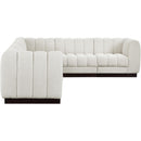  Manufacturer Color_Cream -- Quinn 133" Cream Chenille Fabric Upholstered 6 pc Modular Sectional IMAGE 7
