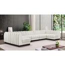  Manufacturer Color_Cream -- Quinn 165" Cream Chenille Fabric Upholstered 7 pc Modular Sectional IMAGE 2