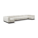 Meridian Quinn Cream Chenille Fabric Modular Sectional IMAGE 1