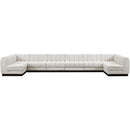  Manufacturer Color_Cream -- Quinn 197" Cream Chenille Fabric Upholstered 8 pc Modular Sectional IMAGE 4