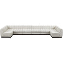  Manufacturer Color_Cream -- Quinn 197" Cream Chenille Fabric Upholstered 8 pc Modular Sectional IMAGE 5