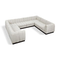  Manufacturer Color_Cream -- Quinn 133" Cream Chenille Fabric Upholstered 8 pc Modular Sectional IMAGE 1