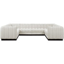 Meridian Quinn Cream Chenille Fabric Modular Sectional IMAGE 4