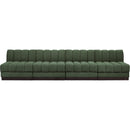  Manufacturer Color_Green -- Quinn 128" Green Chenille Fabric Upholstered 4 pc Armless Modular Sofa IMAGE 4
