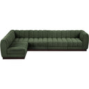  Manufacturer Color_Green -- Quinn 133" Green Chenille Fabric Upholstered 5 pc Modular Sectional IMAGE 5