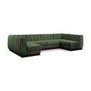  Manufacturer Color_Green -- Quinn 133" Green Chenille Fabric Upholstered 6 pc Modular Sectional IMAGE 1