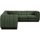  Manufacturer Color_Green -- Quinn 133" Green Chenille Fabric Upholstered 6 pc Modular Sectional IMAGE 7
