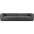  Manufacturer Color_Grey -- Quinn 133" Grey Chenille Fabric Upholstered 4 pc Modular Sofa IMAGE 4