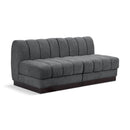 Manufacturer Color_Grey -- Quinn 64" Grey Chenille Fabric Upholstered 2 pc Armless Modular Loveseat IMAGE 1