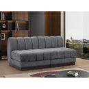  Manufacturer Color_Grey -- Quinn 64" Grey Chenille Fabric Upholstered 2 pc Armless Modular Loveseat IMAGE 2